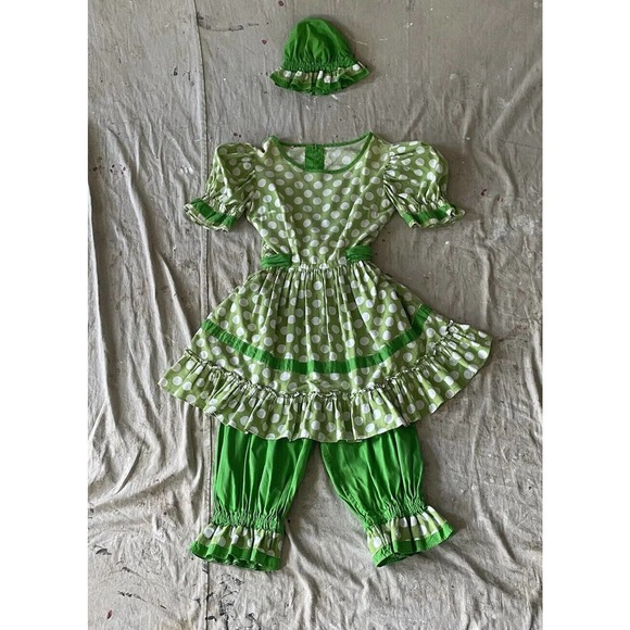 Antique Early 1900s Polka Dot Cotton Bathing Costume/ Playsuit w Cap & Bloomers - Picture 2 of 12